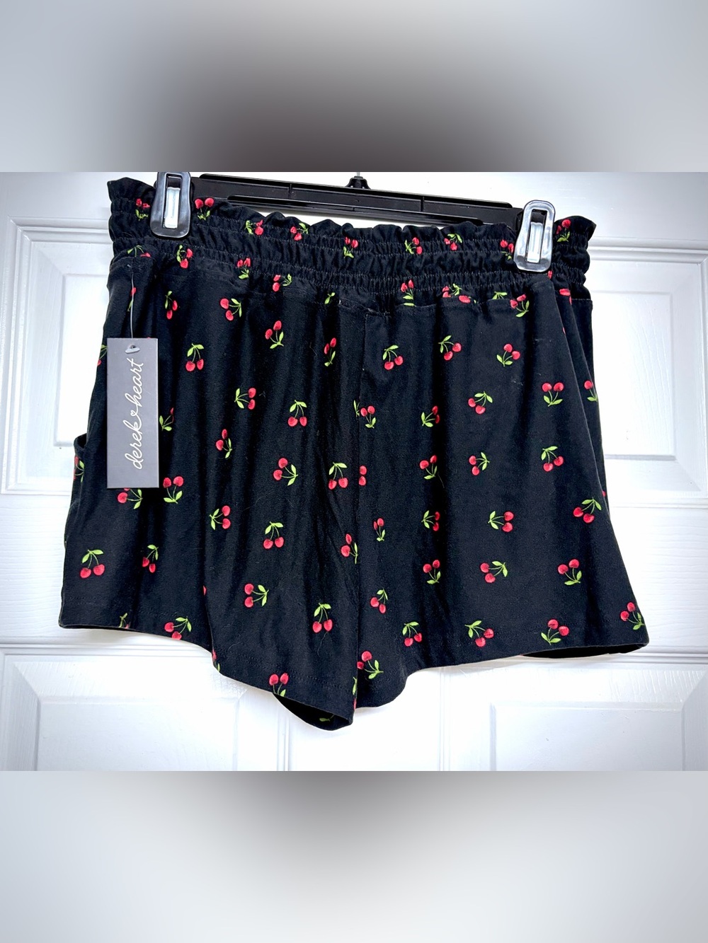 Derek Heart Black Shorts with Red Cherry Print 🍒